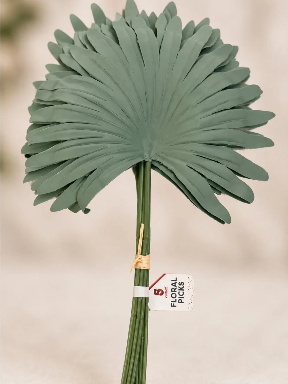 NEW 5 Count Green Fan Leaf Floral Picks Artificial Tropical Decor Craft